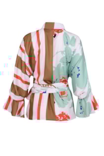 Blusa de laço com manga de folhos