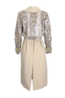 Trench coat with patterned snake detail