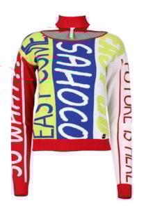 Camisola de tricot com gola cut out