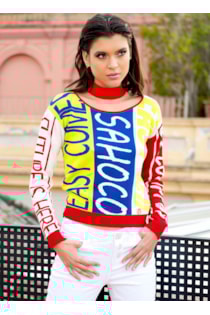 Camisola de tricot com gola cut out