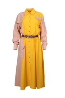 Vestido midi com cinto