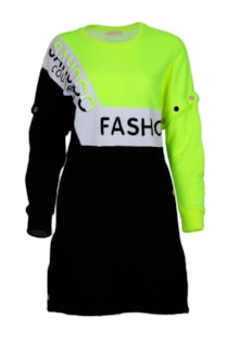 Vestido color block manga removível