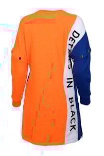 Vestido color block manga removível