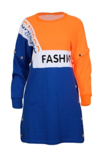 Vestido color block manga removível