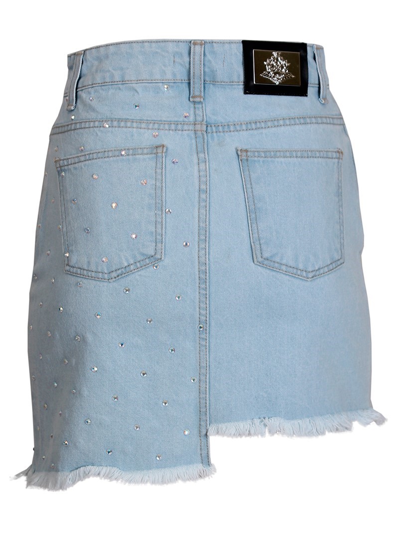 Denim frayed skirt