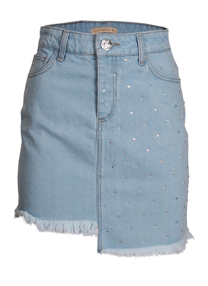 Denim frayed skirt