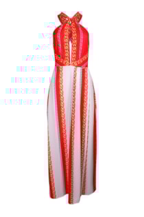 Vestido gola halter com nó