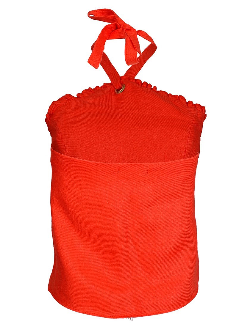 Top gola halter de linho