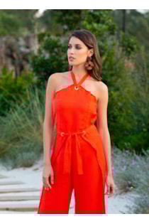 Top gola halter de linho