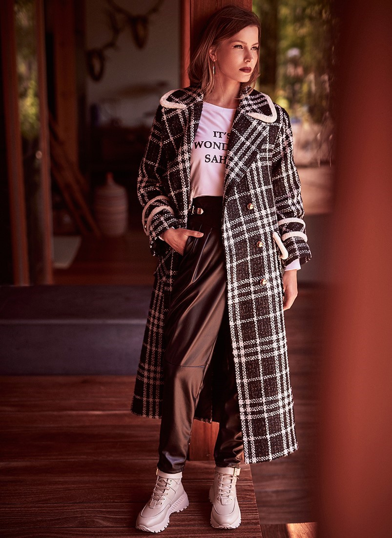 Checkered crossed jacket