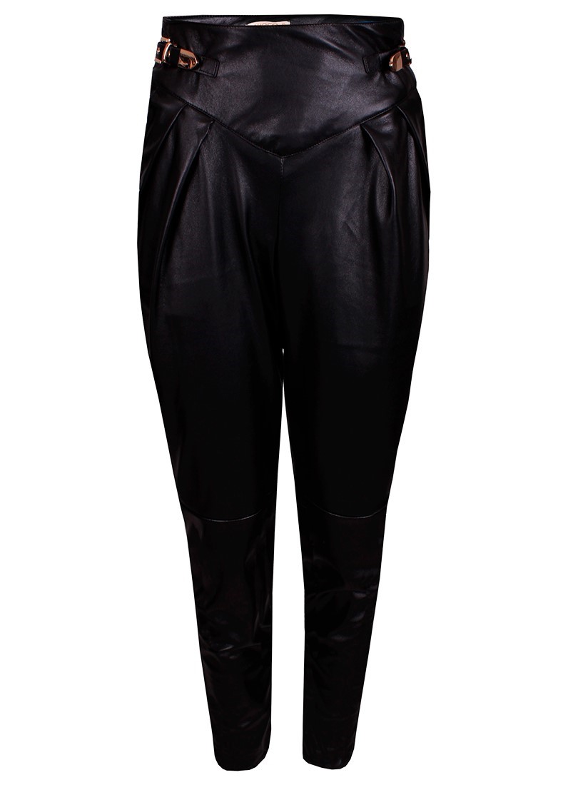 Faux leather pants with belt loops