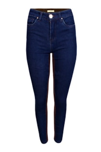 Calças skinny tecido combinado