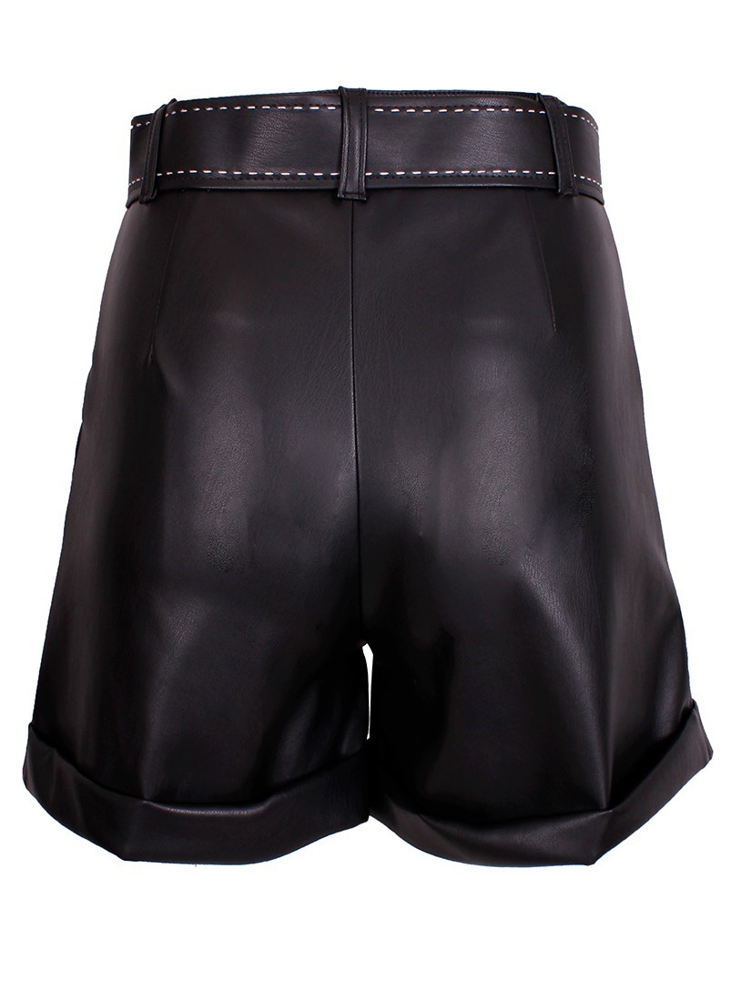 Faux leather paperbag shorts