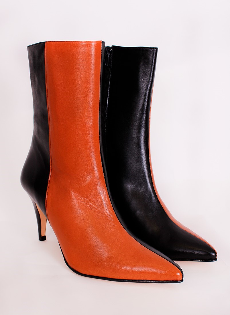 Two-tone ankle boots